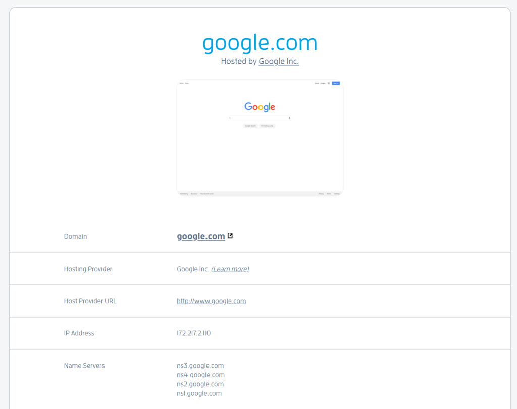 who is hosting google.com